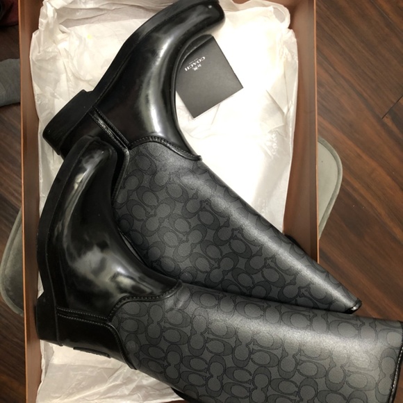 Coach Tristee Black-Smoke/Black rain boots sized 10 - Picture 3 of 6
